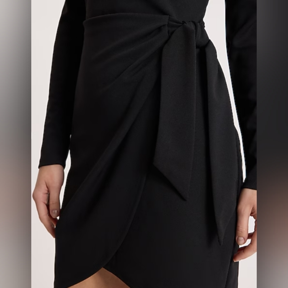 Elegant Black Wrap Dress,Size M - Picture 2 of 13